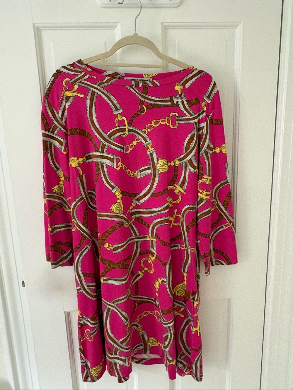 Women's Pink Chain-Print Boatneck Dress

With pockets!